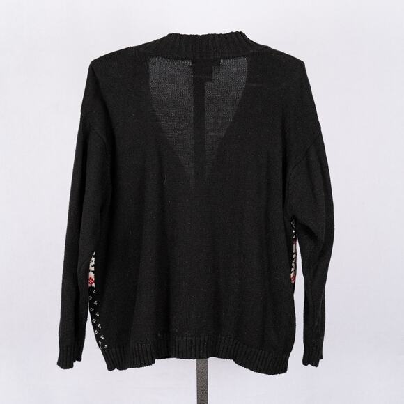 Women's Vintage Fair Isle & Bird's Eye Zip Cardigan Sweater SZ 22/24 Poinsettia - Picture 5 of 6